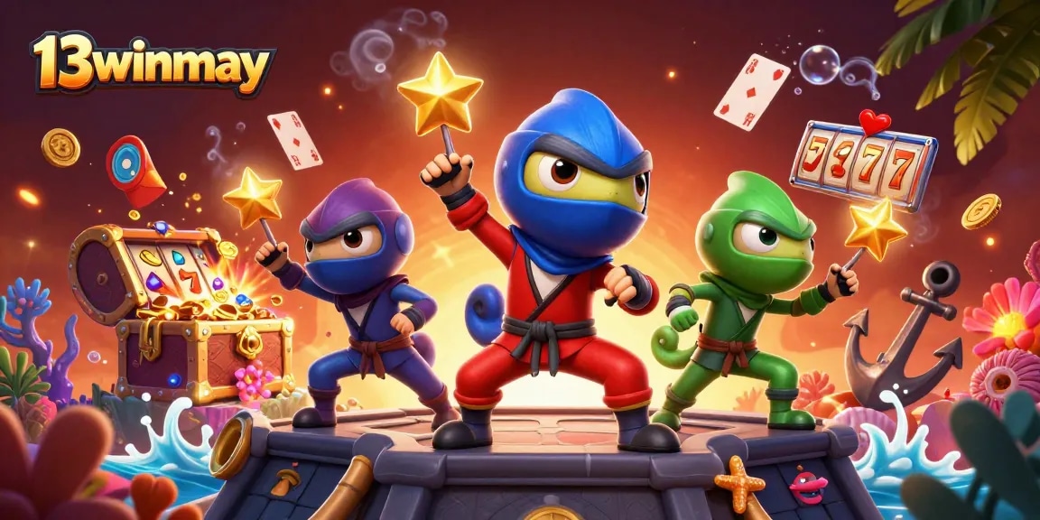 Experience the thrill of play at 13winmay with ninja chameleons and vibrant casino elements.