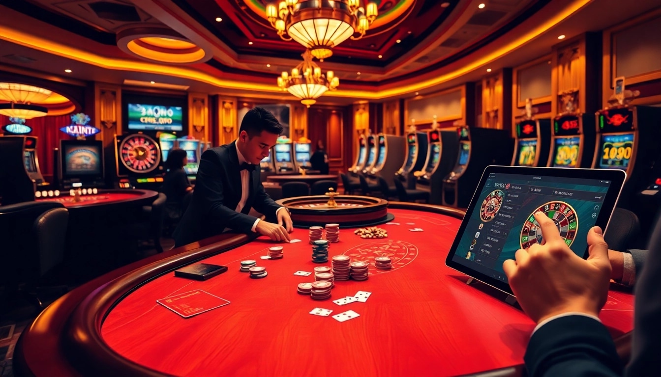 Engaging action at the nhà cái 33Win poker table with vibrant colors and professional gamblers.