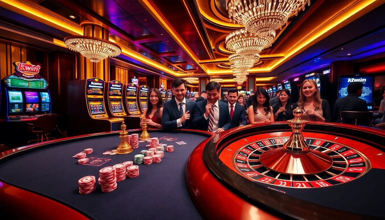 Players enjoying a thrilling game experience at kkwin.com with colorful chips and roulette wheel.