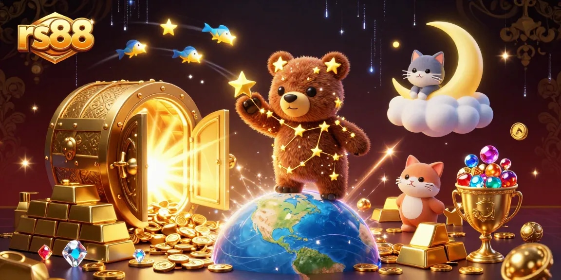 Experience winning thrills with rs88 featuring a constellation bear, jewels, and treasure.