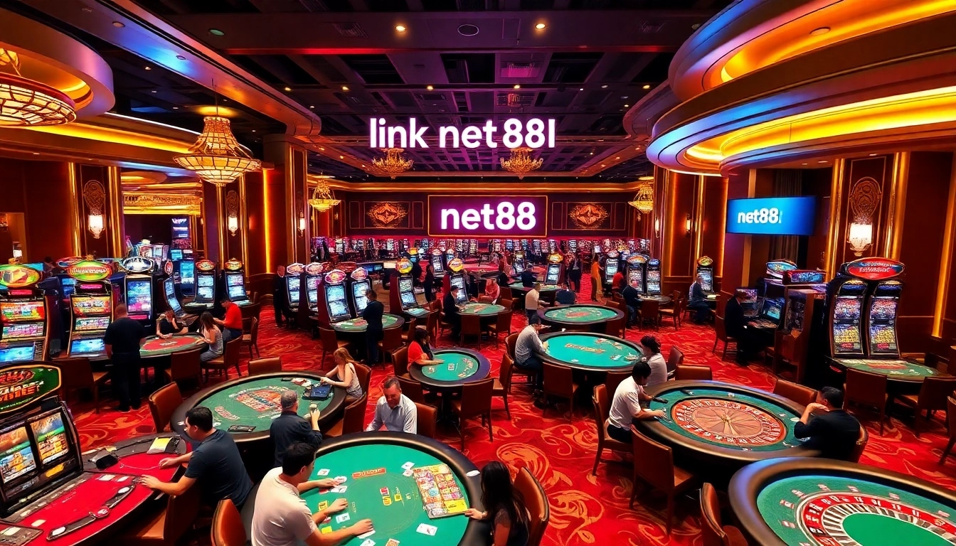 Experience the excitement of casino gaming as players engage with the link net88 at various tables and slots.