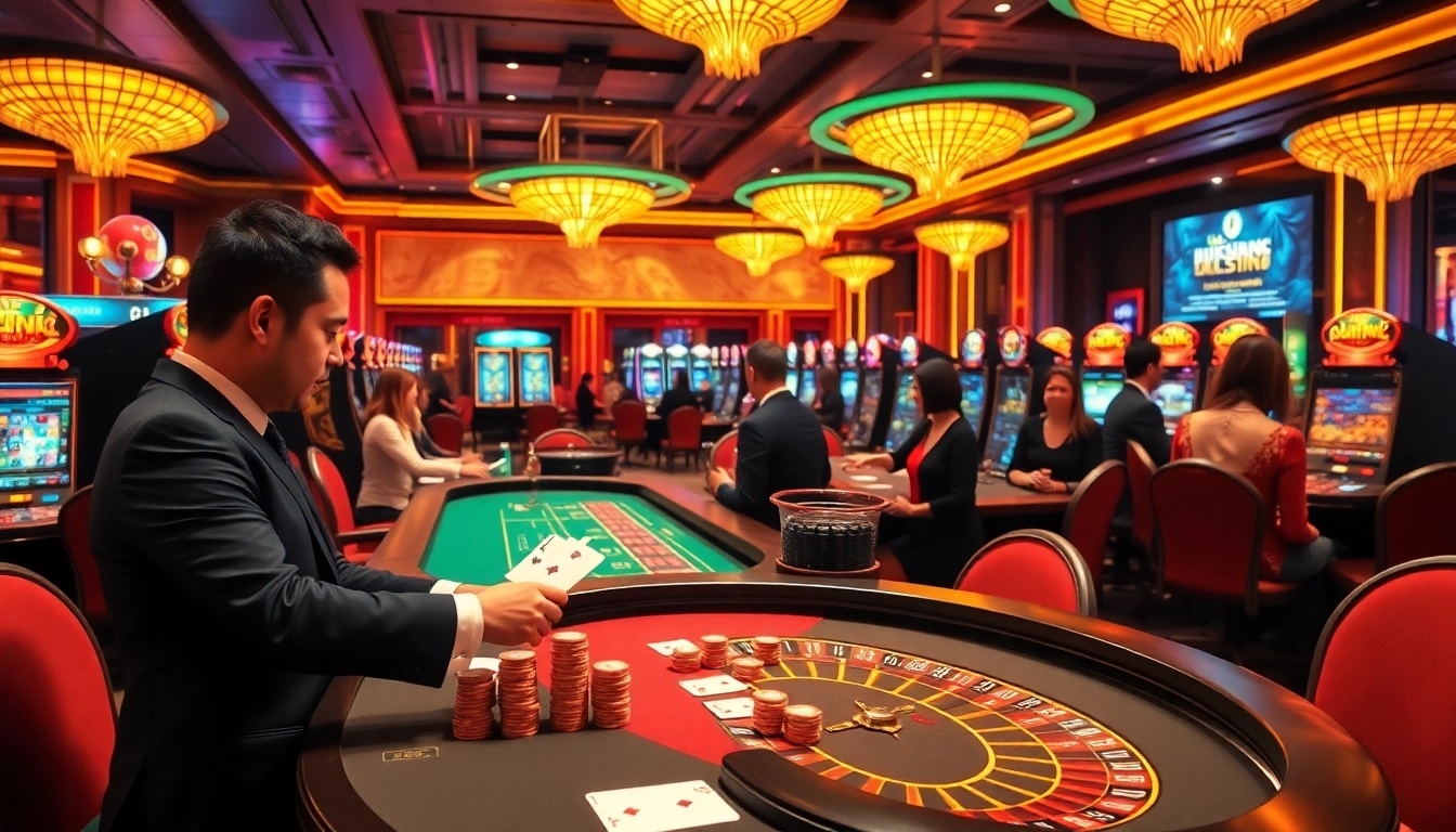 Bangsawan88 players experiencing thrilling casino action at elegant gaming tables.