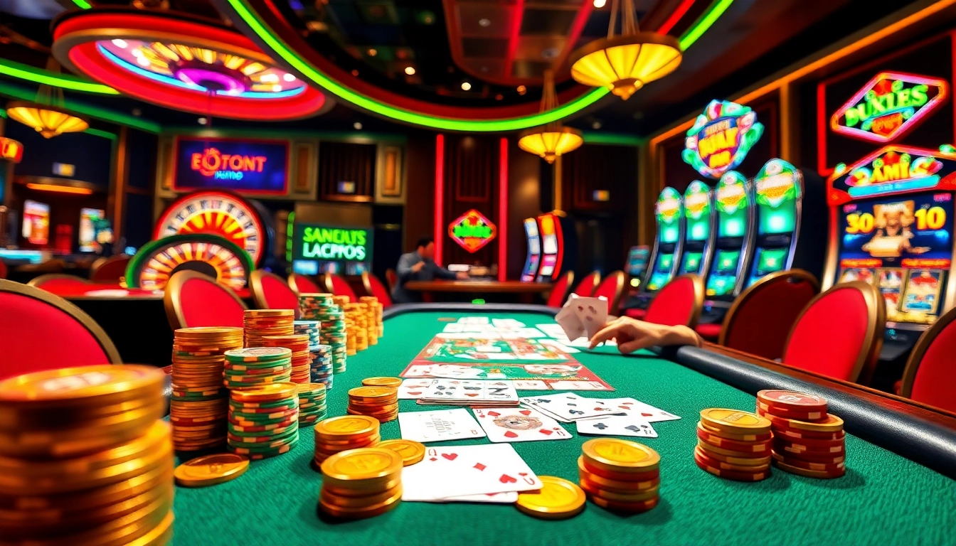 Engaging poker game scene emphasizing LUCKY88.COM with vibrant chips and high-stakes gameplay.
