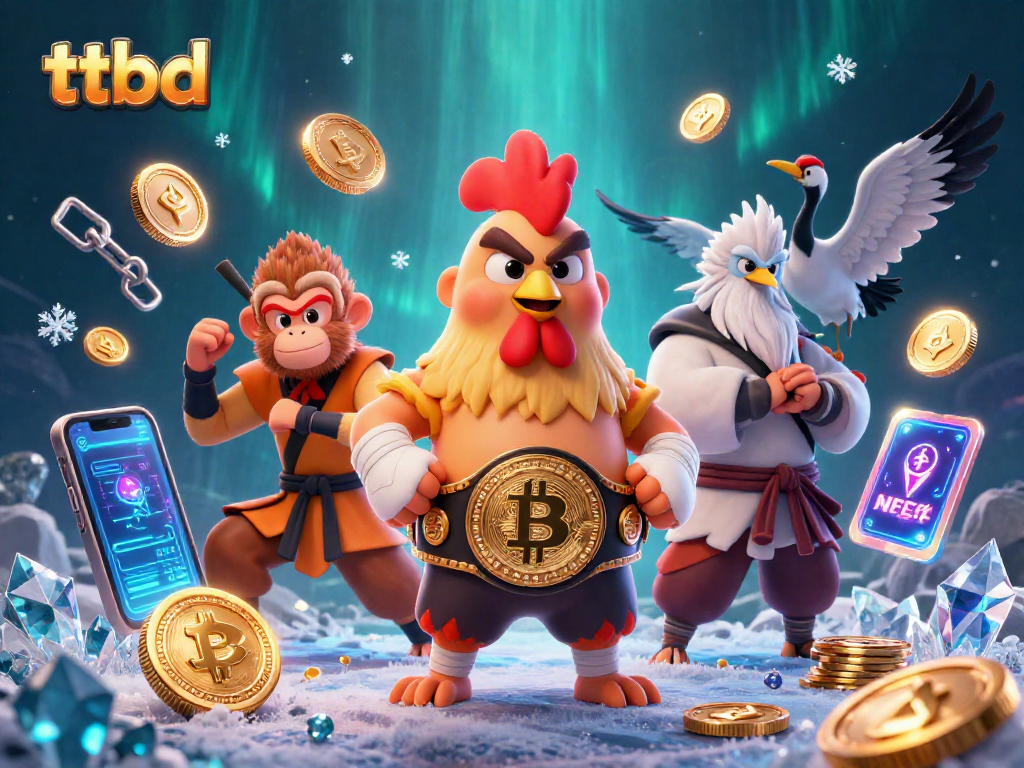 Engage in vibrant ttbd gameplay with dynamic characters and cryptocurrency elements in a stunning 3D scene.