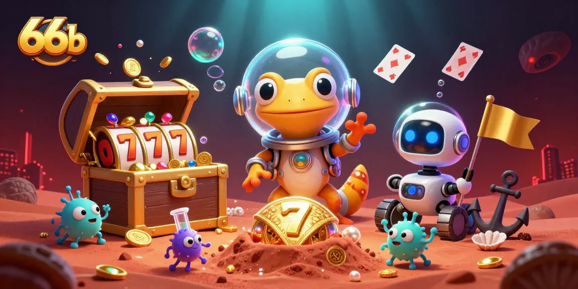 Engage with 66b's thrilling casino adventure as a Martian gecko explores a hidden gem of a casino.