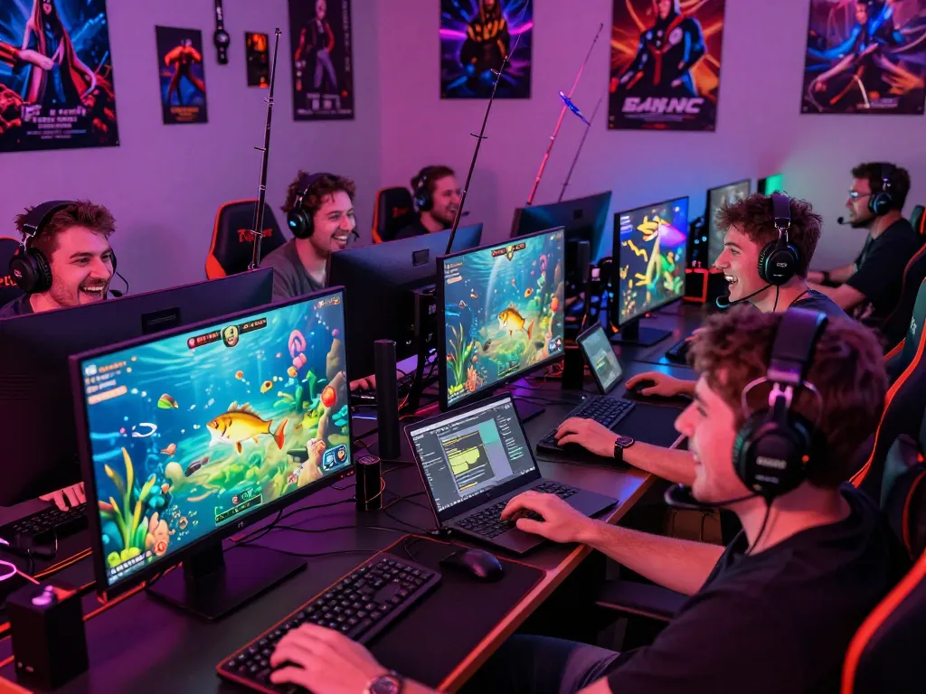 Exciting online gaming scene showcasing players enjoying fun79's fishing game.