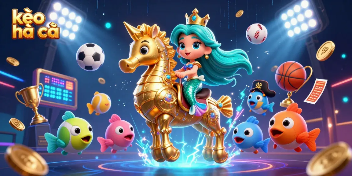 Engage in exciting kèo nhà cái action with a mermaid princess and dynamic sports elements.
