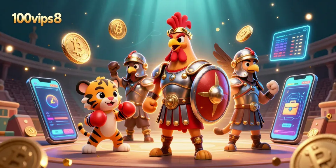 Observe the exciting betting action at 100vips8 with animated characters in a classic arena.