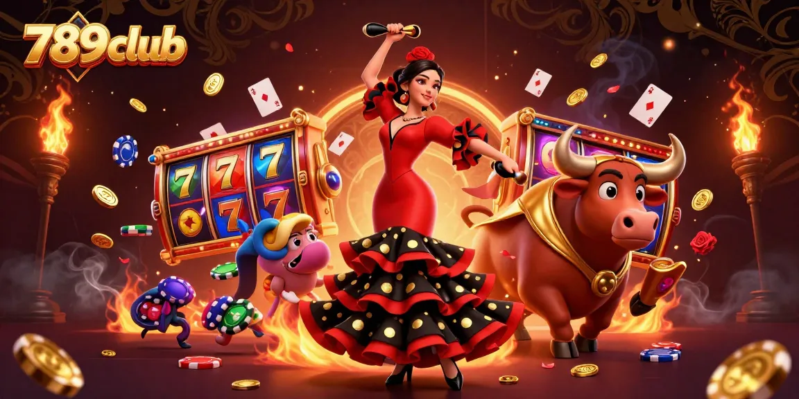 Experience thrilling gameplay at 789club with vibrant casino scenes featuring a dramatic Spanish dance and fighting bull.