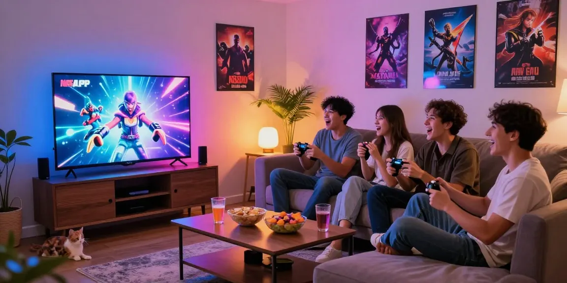 Friends enjoying the latest NSFW APK in a cozy game night setting