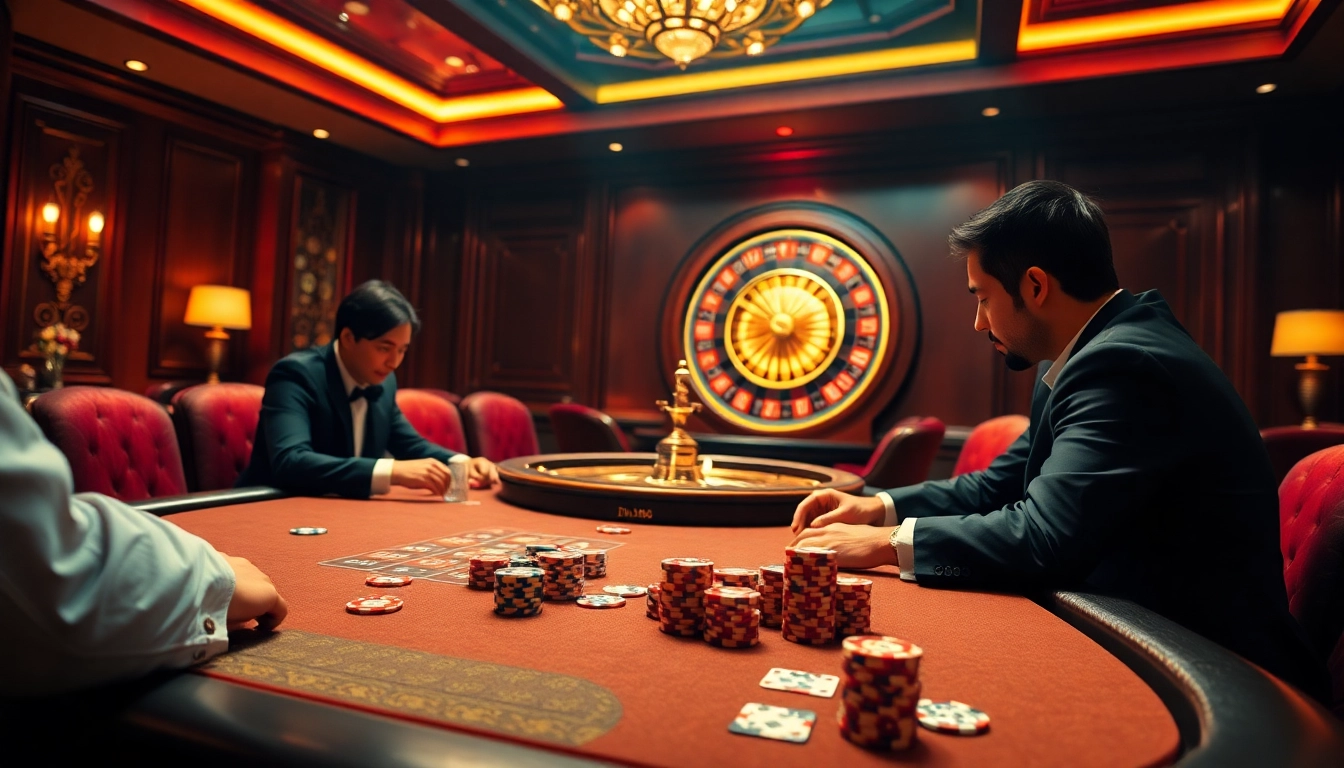 Experience exciting gameplay at DH88 with vibrant poker tables and roulette wheels.