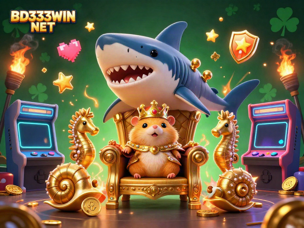 Experience thrilling gameplay at BD333WIN NET with the golden hamster king ruling the arcade.