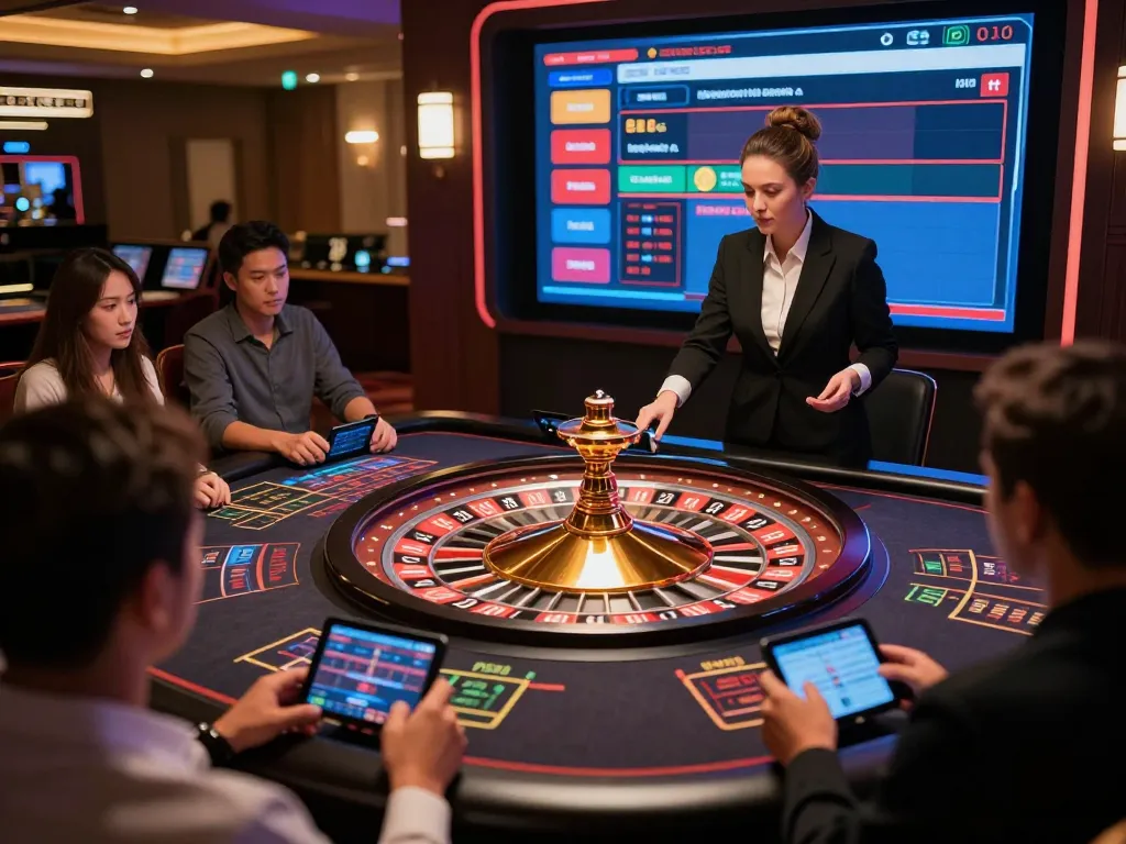 Players engaging in live dealer roulette action on uu88 with croupier and digital display.