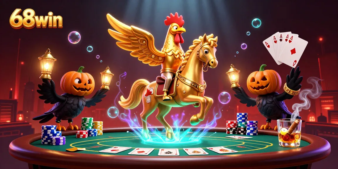 Experience thrilling gaming at 68win with a vibrant casino scene and dynamic characters engaging in poker.