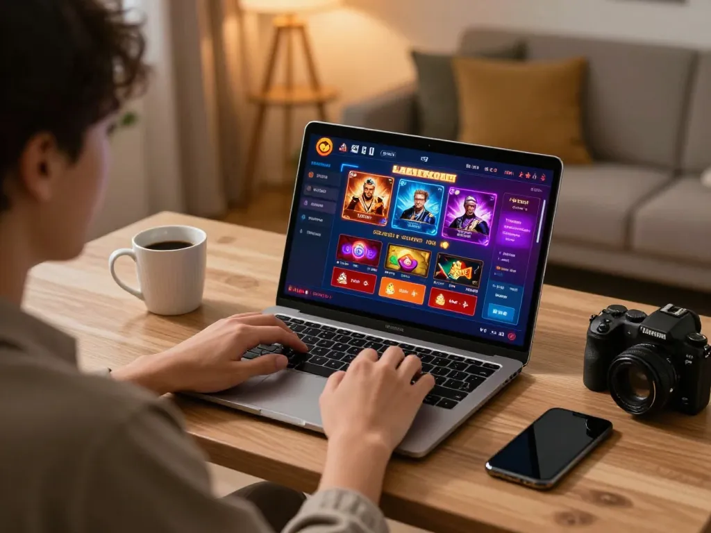 Engaged player enjoying their online gaming experience at home with nhacaiuytinn on display.
