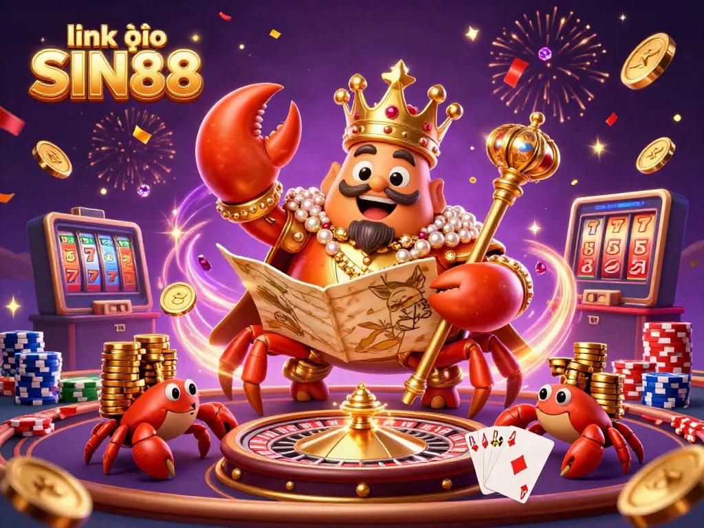 Experience the thrill of link vào SIN88 by winning with the golden crab emperor amongst dazzling casino elements.