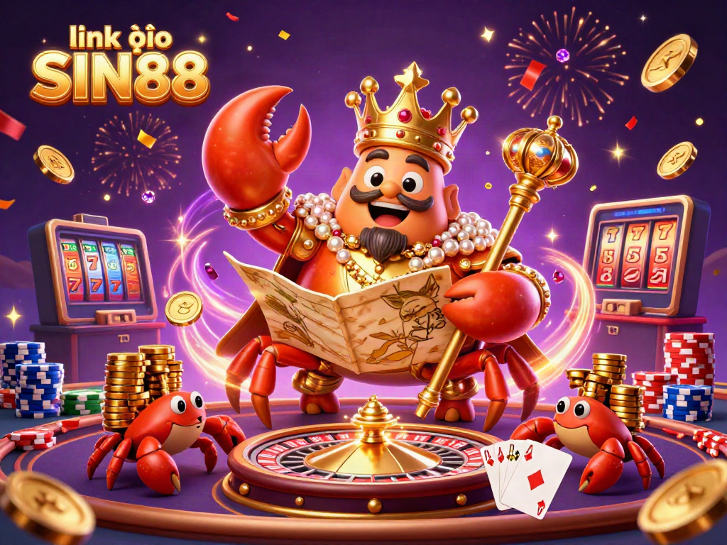 Experience the thrill of link vào SIN88 by winning with the golden crab emperor amongst dazzling casino elements.
