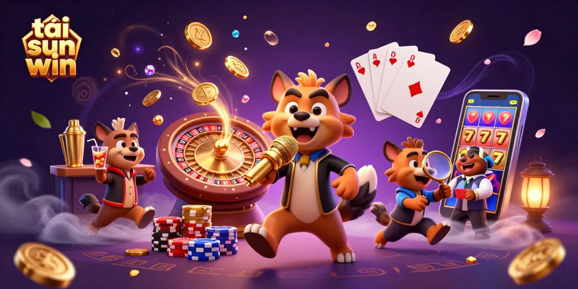 Experience excitement with tải sun win in a vibrant casino scene featuring hyenas and rich gaming elements.