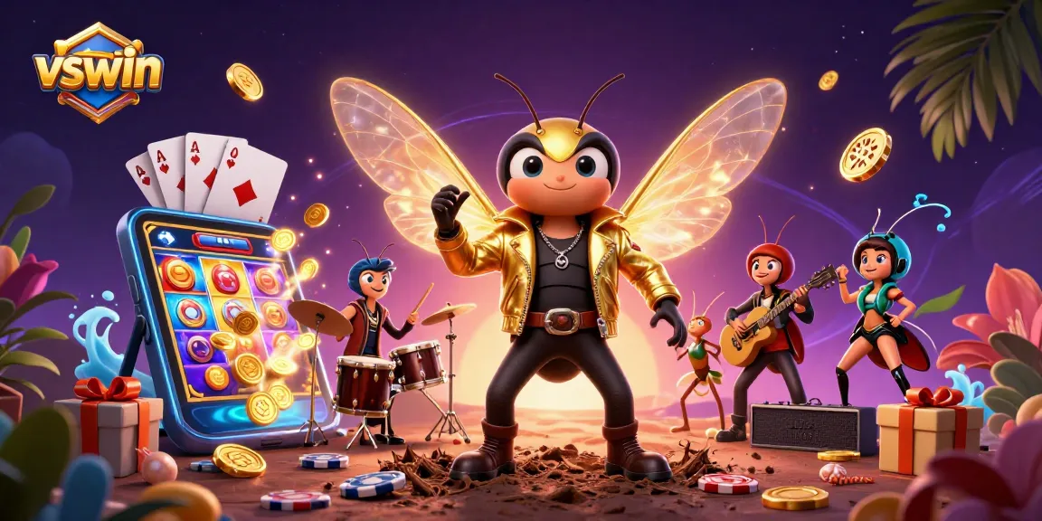 Engage with exciting slot games at VSWIN as the rock star cicada lights up the casino!