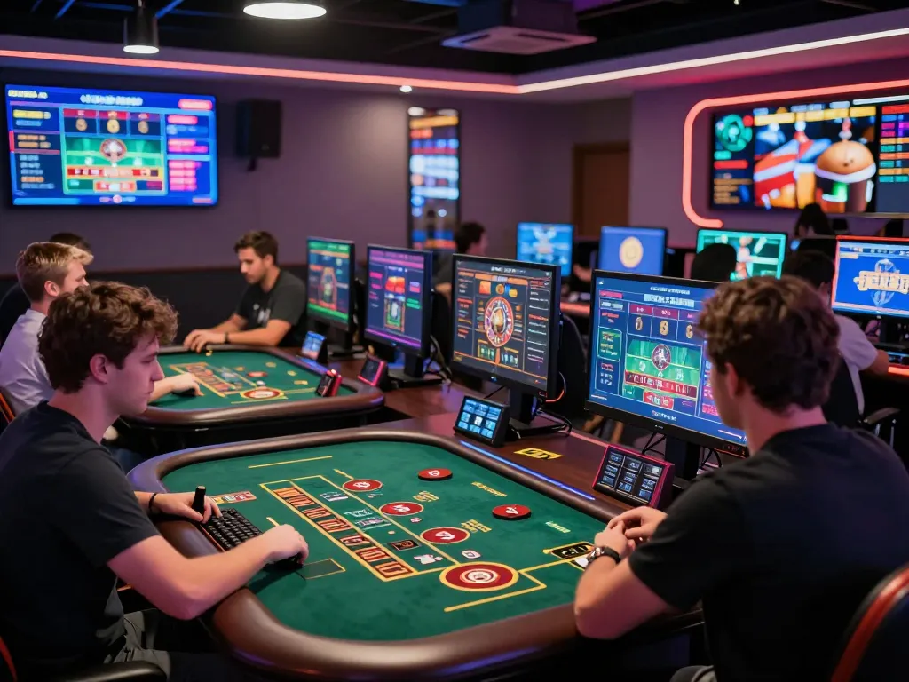 The dynamic online gaming experience at LV88, featuring live dealer games and engaging players immersed in strategic gambling.
