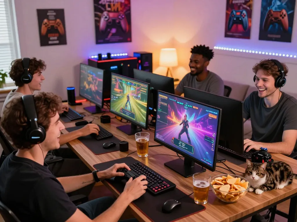 Adults enjoying interactive sex games together in a cozy home setting