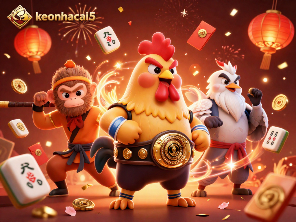 Experience the thrill of keonhacai5 through vibrant 3D illustration of gaming mastery and celebration.