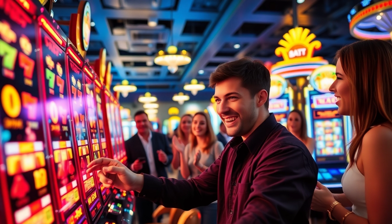 Slot gacor menunjukkan mesin slot yang semarak dengan pemain yang bersemangat.