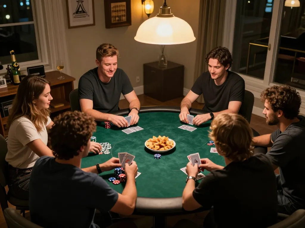 Players enjoying an exciting home game while strategizing their mubet bets and enjoying friendly competition.