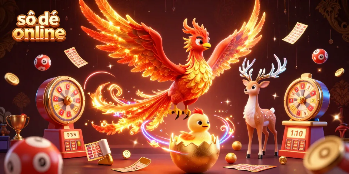 Engaging illustration promoting số đề online, featuring a phoenix and dynamic lottery elements