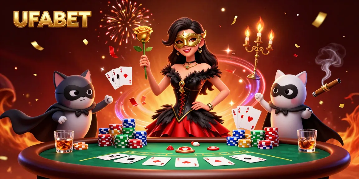 Experience thrilling gaming at UFABET with a vibrant casino scene featuring dynamic elements and characters.