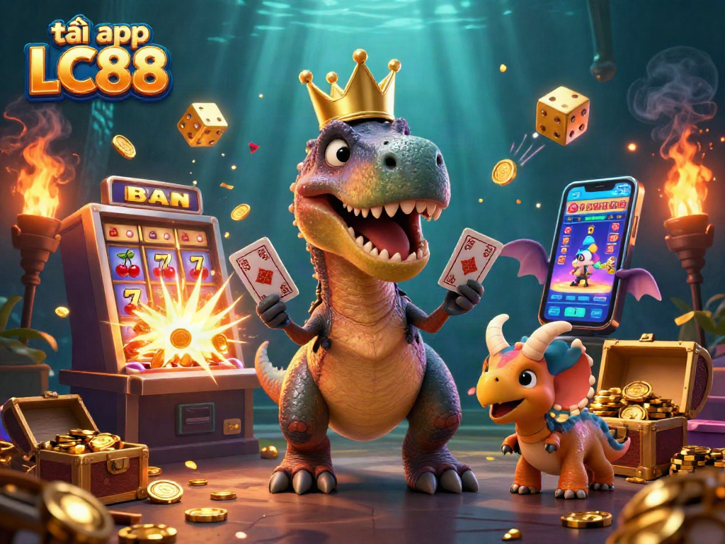Playing and winning in vibrant casino adventures with tải app LC88 in colorful 3D illustration.