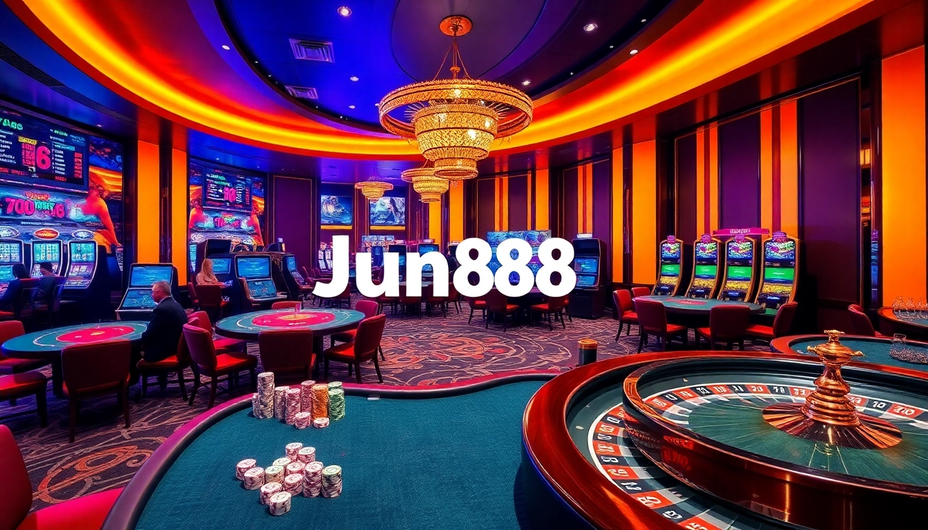 Players enjoy interactive games at Jun88's vibrant online casino floor.