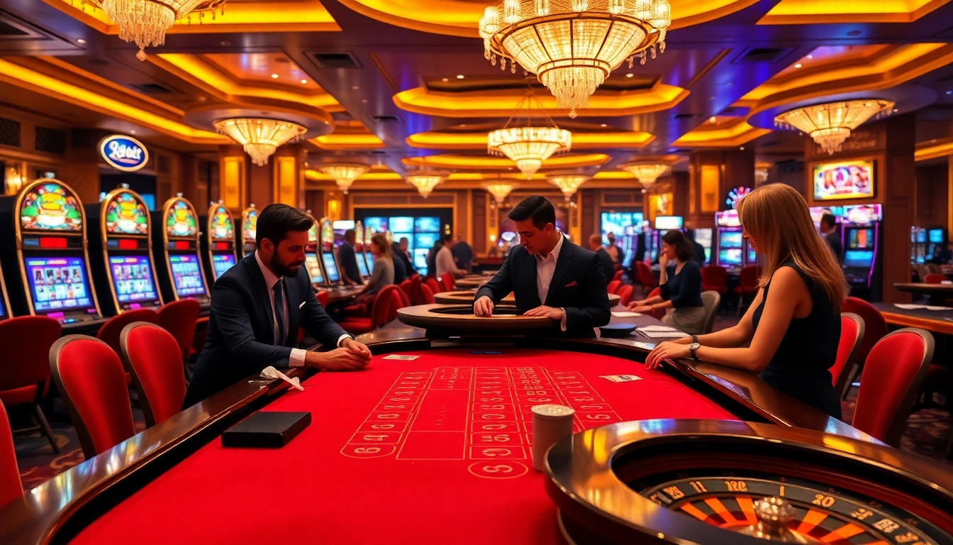 Experience the thrill of 28bet with baccarat, slot machines, and roulette in a vibrant casino atmosphere.