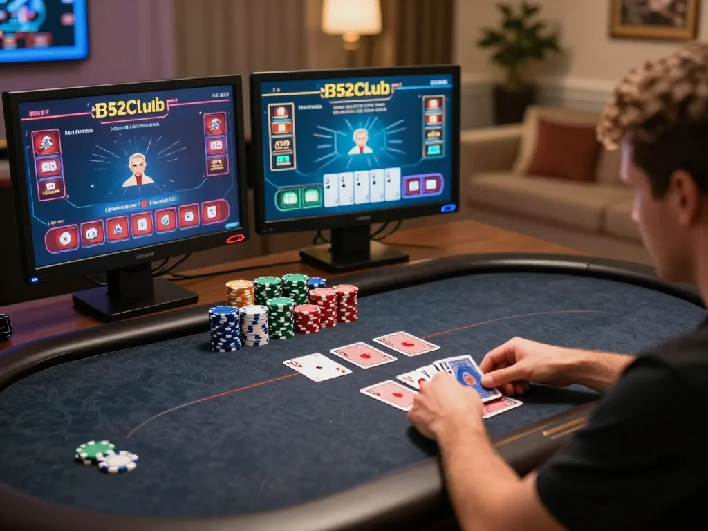 Người chơi B52club tận hưởng một trò chơi poker hấp dẫn với đồ họa sống động và lối chơi chiến lược trong một không gian ấm cúng