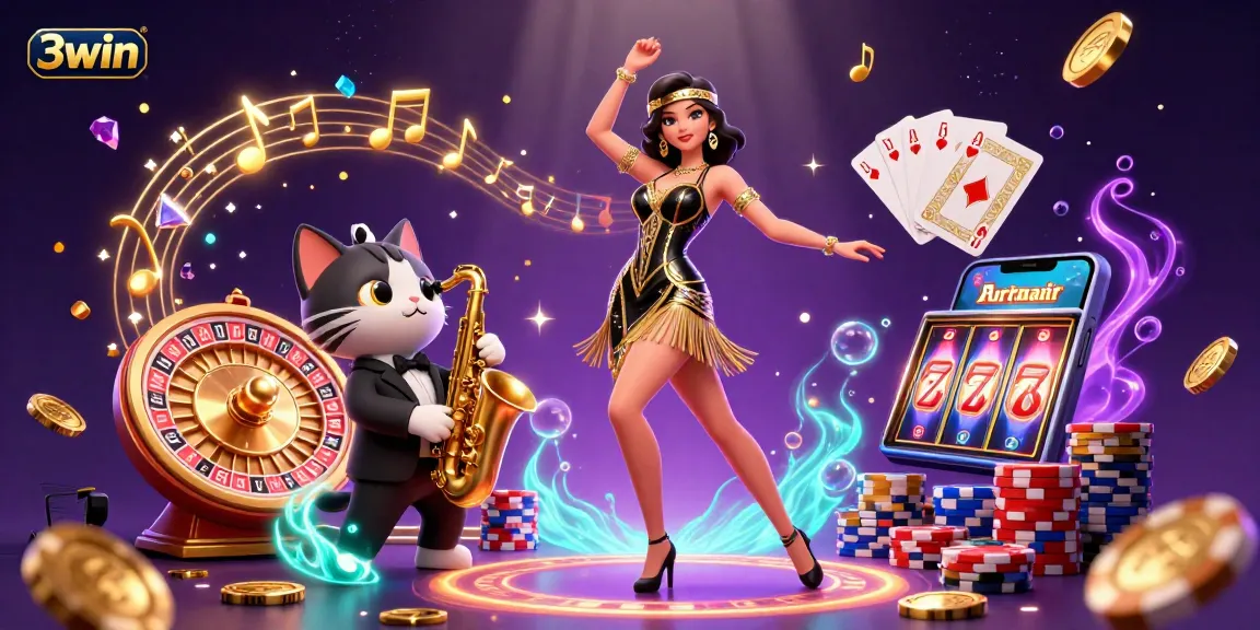 Experience the thrill of 3win with a vibrant 3D casino scene featuring dynamic characters and spectacular game elements.