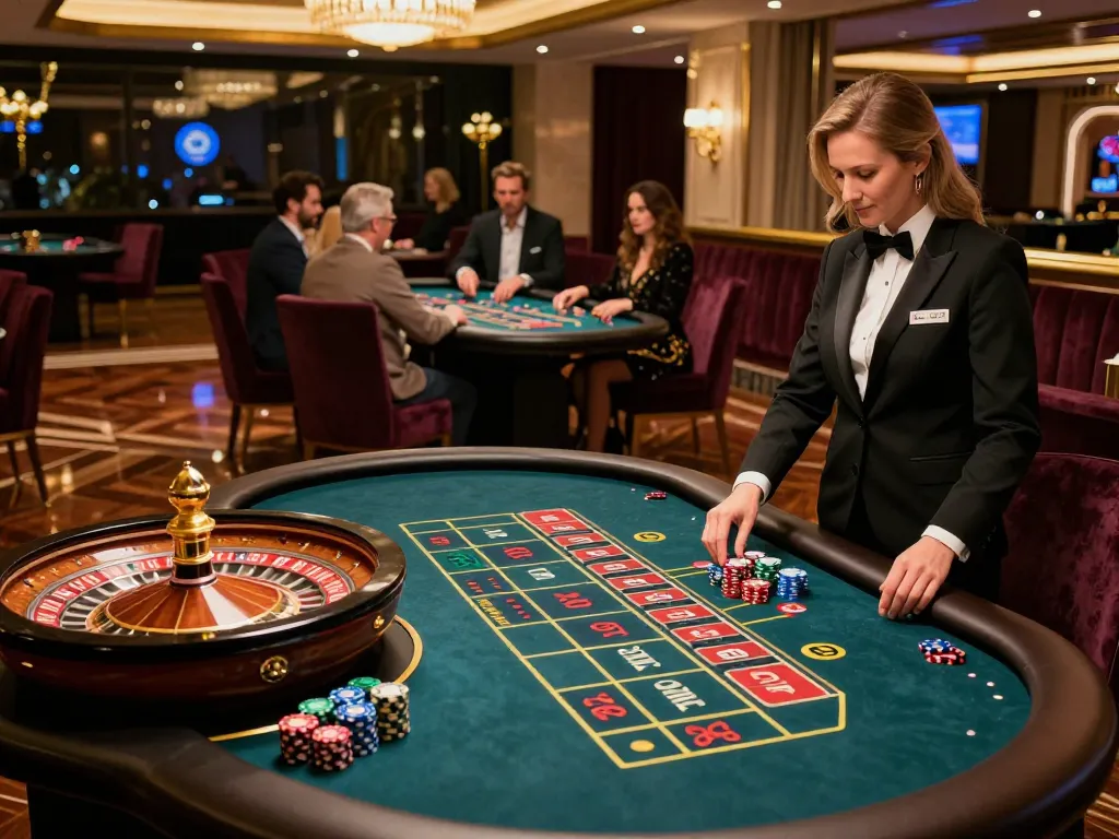 Players strategizing at a roulette table in an upscale casino environment at 789F.