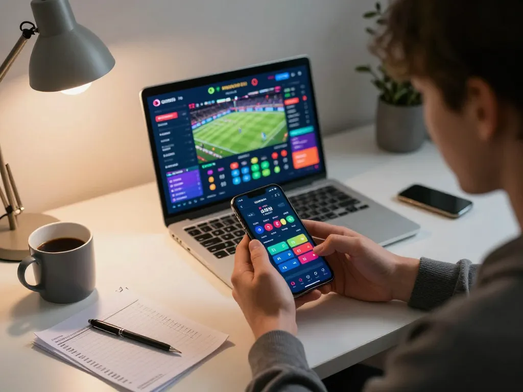 Betting on bong99 using a smartphone app with live odds in a stylish home setup