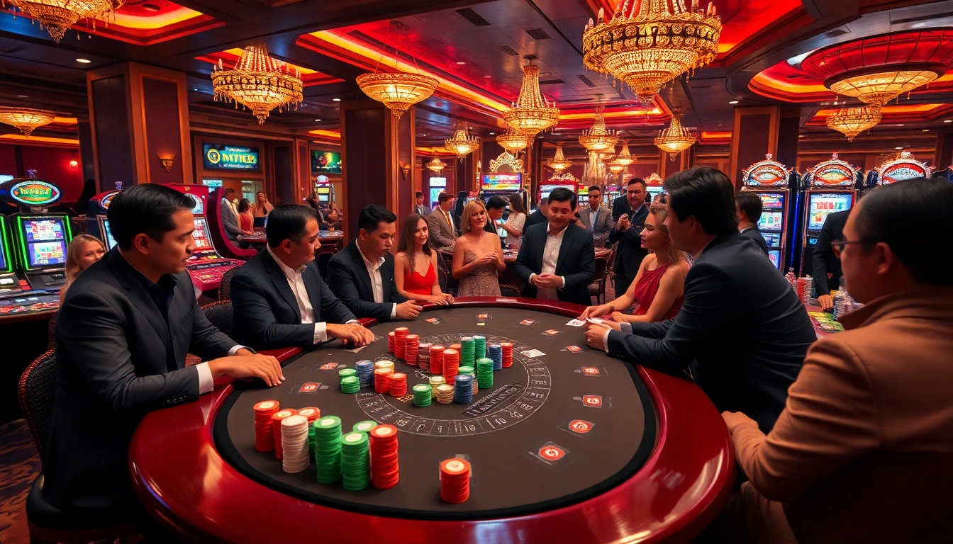 Experience high-stakes play at Luongsontv5.com with a vibrant casino scene featuring poker and roulette.