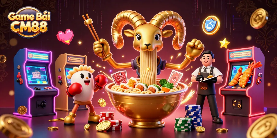 Experience Game Bài CM88 with a vibrant digital casino scene featuring unique characters and colorful gaming elements.
