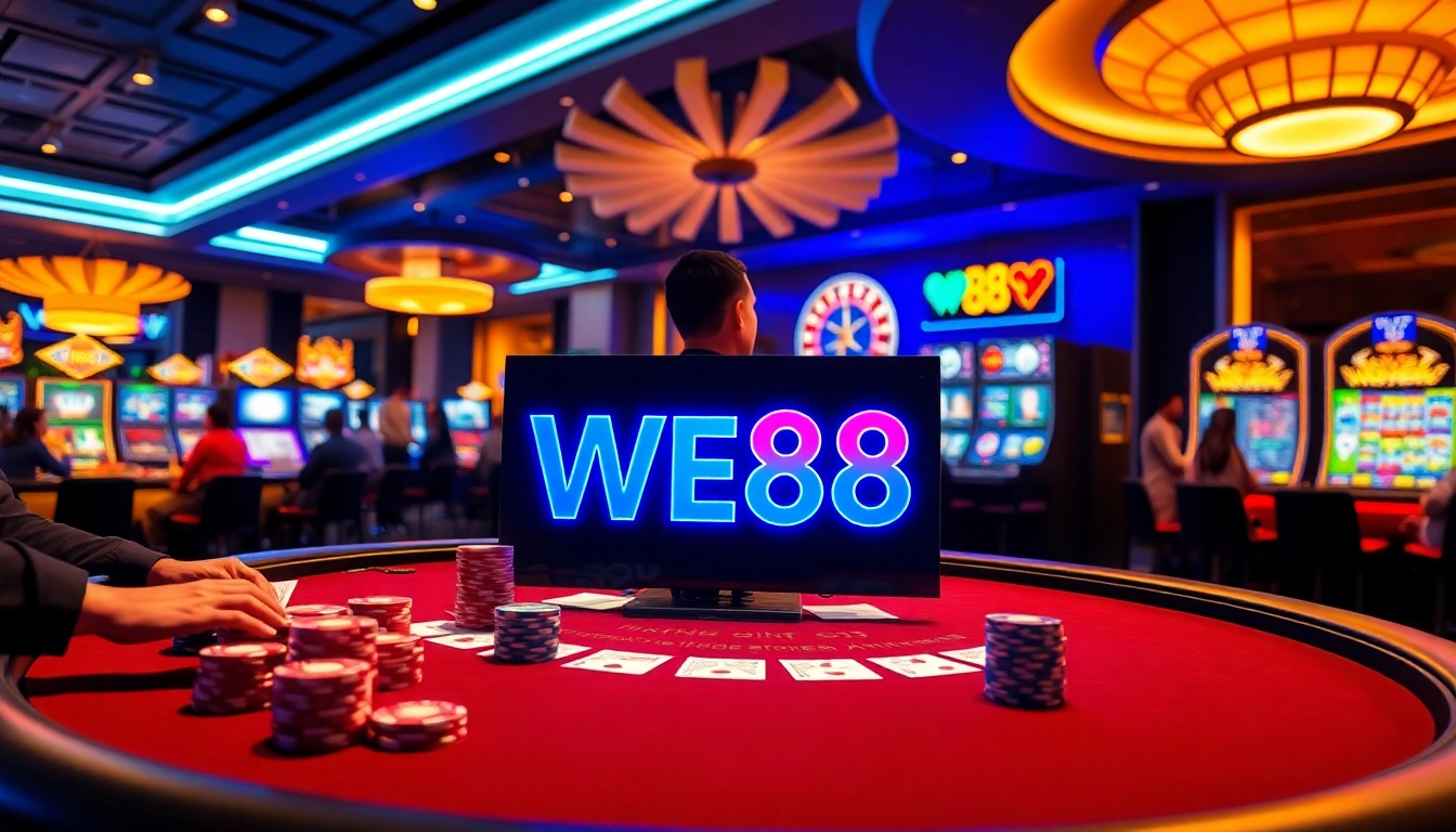 Experience immersive gameplay at WE88's stunning online casino featuring live dealers and vibrant action.