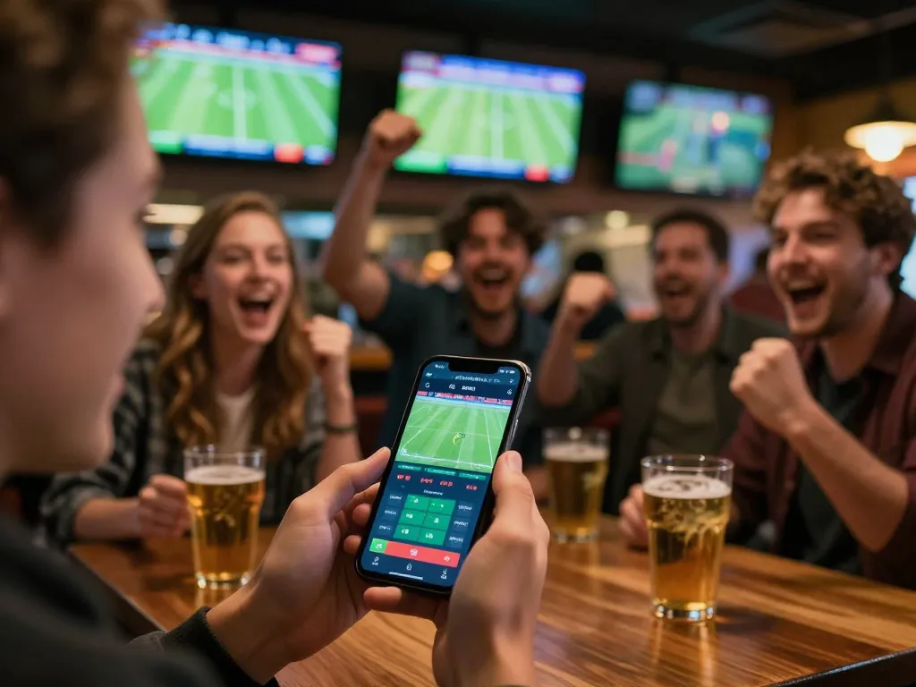 Placing bets with soi kèo bóng đá on a smartphone during an exciting sports event