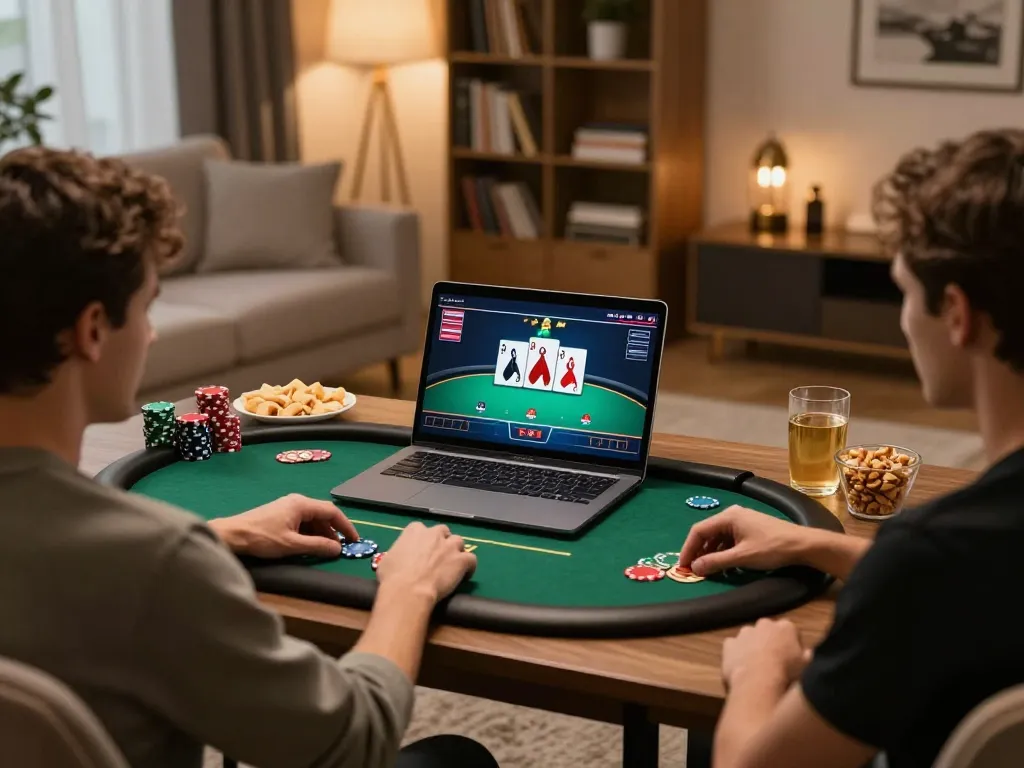 Engage in thrilling online poker at https://ga88bet.com/ with a cozy modern gaming setup for strategic play.