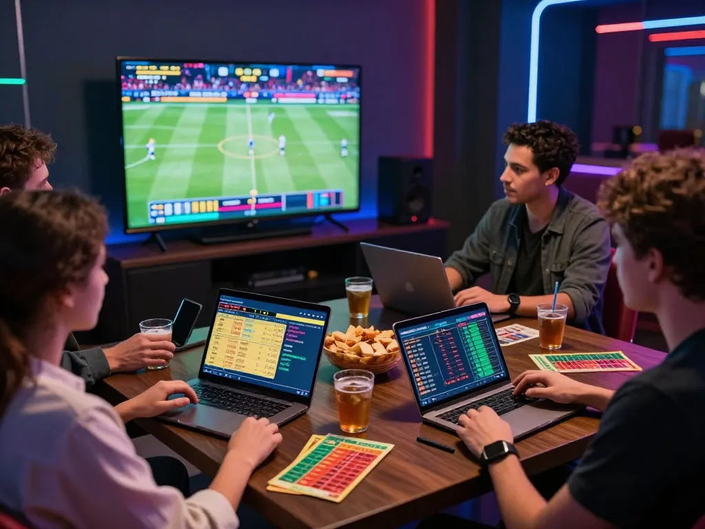 Engaging gambling scene showing excitement around link 1gom and online betting activities.