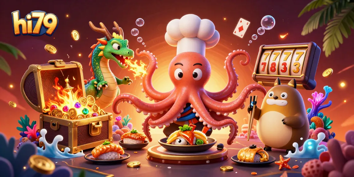 hi79 players enjoy the excitement of vibrant casino scenes with cartoon characters and dynamic slot elements