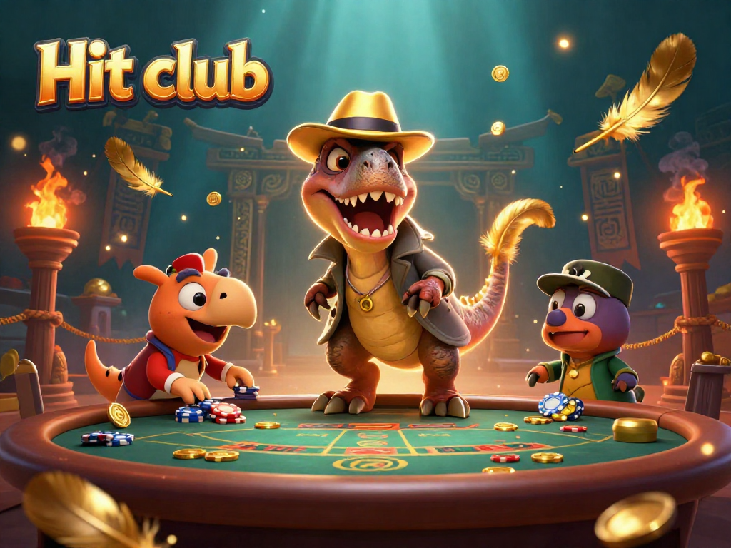 Hit club velociraptor at a blackjack table amidst swirling chips and dynamic casino elements