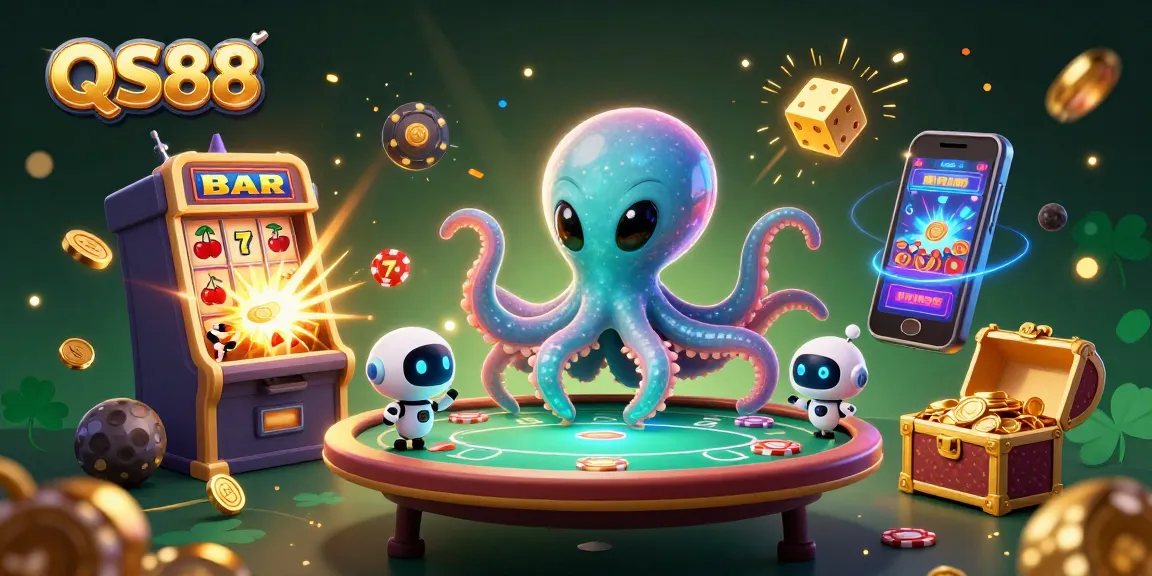 Experience engaging poker action with QS88 in a vibrant, cosmic casino setup.