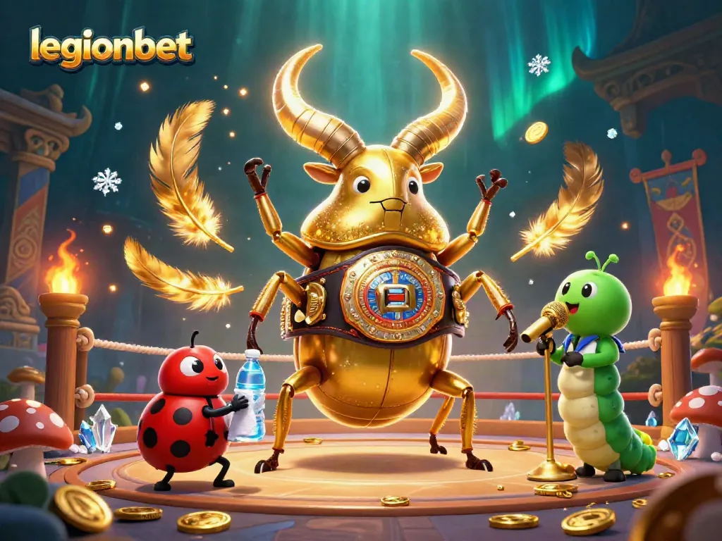 Win big with legionbet in this vibrant 3D gambling scene featuring unique characters and rich game elements.