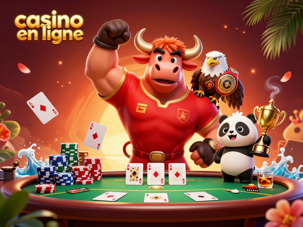 Jouer au casino en ligne avec des personnages de jeu et des éléments de casino animés.