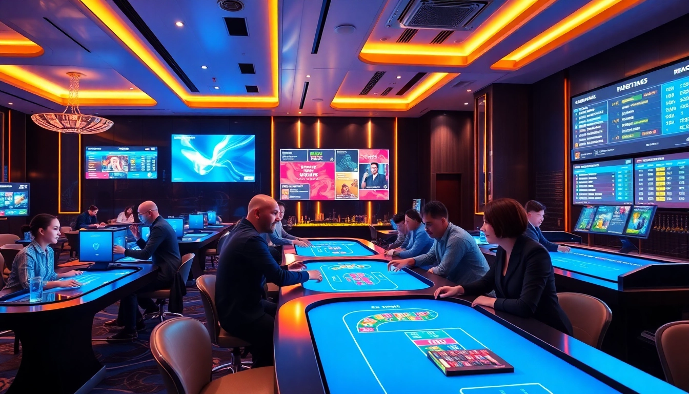 w88.nyc offers a vibrant online casino scene with players enjoying competitive games in a modern environment.