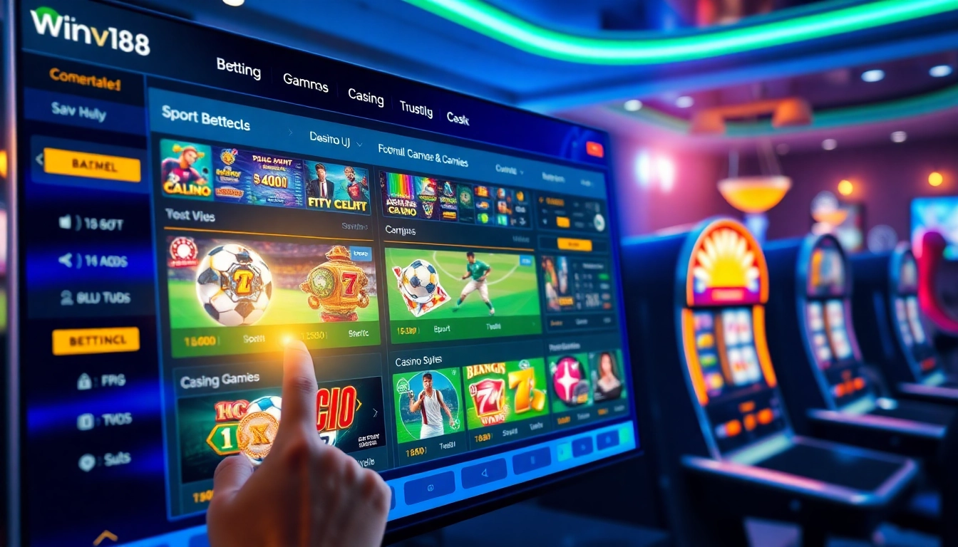 Winvn88.live showcases a dynamic online gaming interface with vibrant betting options.
